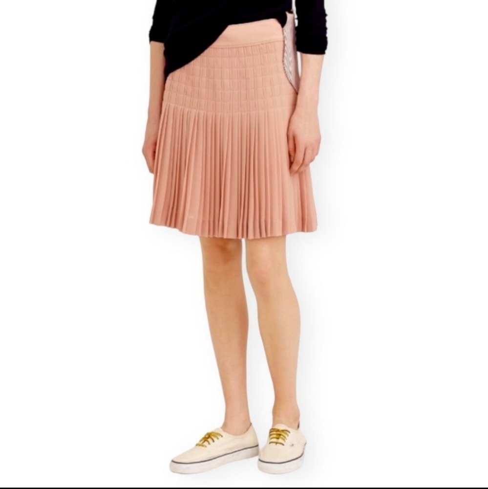 J. Crew Lattice Pleated Mini Skirt Distressed Quartz sz 0